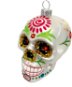 Ozdoba lebka s barevnými ornamenty stříbrná 9 cm - Vánoční ozdoby