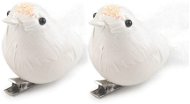 Sada 2 ks dekorací: Ptáčci na klipu bílí 5 x 15 cm - Dekorace