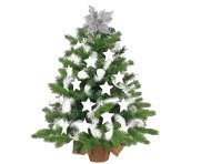 Ozdobený stromček KRÁĽ ZIMA 60 cm s 32 ks ozdôb a dekorácií s LED OSVETLENÍM - Vianočný stromček