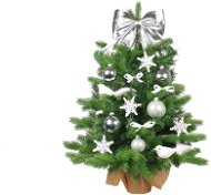 LAALU Ozdobený stromeček BÍLÉ VÁNOCE 60 cm s LED OSVĚTLENÍM s 27 ks ozdob a dekorací - Vánoční stromek