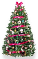 Ozdobený stromeček ŠŤASTNÉ A RŮŽOVÉ 150 cm s 59 ks ozdob a dekorací - Vánoční stromek