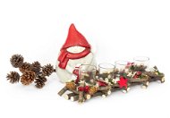 Sada 3 ks dekorací: Trpaslík, svícen dřevěný se svíčkami, svazek šišek - Vánoční dekorace