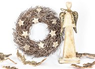 LAALU Sada 2 ks dekorací: Anděl dřevěný s mašličkou, věnec s hvězdičkami - Vianočná dekorácia