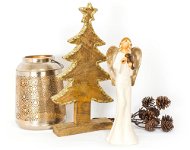 LAALU Súprava 3 ks dekorácií: Strom zo zlatým lemom, anjelik a lampáš - Vianočná dekorácia