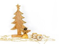 Sada 4 ks dekorací: Stromek se zlatým lemem, andělíček, svícny - Vánoční dekorace