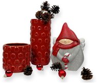 LAALU Sada 4 ks dekorací: Váza, svícen, trpaslík a svazek šišek - Vianočná dekorácia