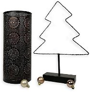 Sada 2 ks dekorací: LED světelný stromek a svícen - Vánoční dekorace
