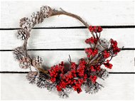 LAALU Věnec se zasněženými šiškami a bobulemi 38 cm - Vianočný veniec