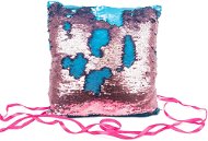 Dekorativní polštář růžovo-modrý s flitry 40 cm - Polštář