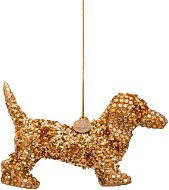 Vánoční skleněná ozdoba Pejsek zlatý 7 cm - Vánoční ozdoby