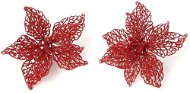 LAALU Sada 2 ks dekorácie: Kvety na klipse červené 18 cm - Vianočné ozdoby