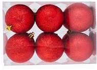 Sada 12 ks ozdob: Ozdoby červené s glitry 4 cm - Vánoční ozdoby