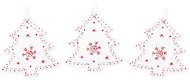 LAALU – Súprava 3 ks Stromček biely s červenou vločkou 6,5 cm - Vianočné ozdoby