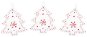 LAALU – Súprava 3 ks Stromček biely s červenou vločkou 6,5 cm - Vianočné ozdoby