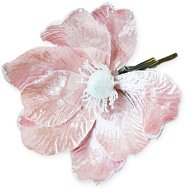 Květina s klipem růžová s bílým středem 15 cm - Vánoční ozdoby