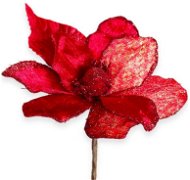 Květina bez klipu červená se zlatým dekorem 17 cm - Vánoční ozdoby