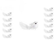 Sada 12 ks: Ptáček na klipu bílý 4,5 x 16 cm - Dekorace