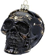 Ozdoba lebka s ornamenty černá lesklá 9 cm - Vánoční ozdoby