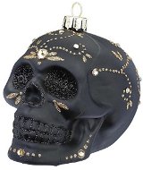 Ozdoba lebka s ornamenty černá matná 9 cm - Vánoční ozdoby