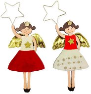Sada 2 ks dekorací: Andělé se zlatými křídly 19 cm - Vánoční ozdoby