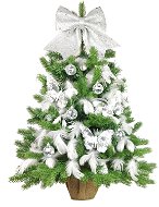 LAALU Ozdobený stromček STRIEBORNÉ ŠŤASTIE 60 cm  s 21 ks ozdôb a dekorácií s LED OSVETLENÍM - Vianočný stromček