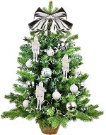 Ozdobený stromeček STŘÍBRNÝ VOJÁČEK 60 cm s LED OSVĚTELNÍM s 32 ks ozdob a dekorací - Vánoční stromek