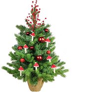 LAALU Ozdobený stromček MUCHOTRÁVKA 60 cm  s 36 ks ozdôb a dekorácií s LED OSVETLENÍM - Vianočný stromček
