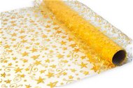 Vianočná dekorácia LAALU Organza zlatá so zlatými hviezdičkami 4,5 m - Vánoční dekorace