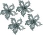 LAALU Sada 4 ks dekorací: Kytka na klipu stříbrná 12 cm - Vánoční dekorace