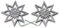 Sada 2 ks dekorací: Hvězdička na drátku stříbrná 8 cm - Vánoční ozdoby