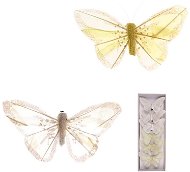 LAALU – Súprava 6 ks dekorácií Motýli bielo-žltý mix 10 cm - Dekorácia