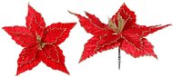 Květina s klipem červená a zlatým lemem 30 cm - Vánoční dekorace