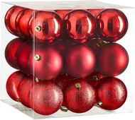 LAALU Vánoční ozdoby - koule, červené, průměr 8 cm, 27 ks - Vánoční ozdoby