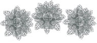 LAALU Set of 3 decorations: flower on clip silver B 12 cm - Christmas Ornaments