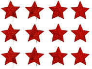 LAALU Christmas decorations - stars on a pin, red, 4 cm, 12 pcs - Christmas Ornaments