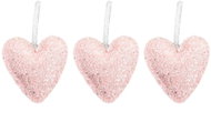 LAALU Christmas ornaments - leatherette heart, pink with glitters, 12,5 cm, 3 pcs - Christmas Ornaments