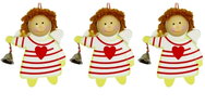 LAALU Christmas ornaments - cherubs with heart, wooden, 12 × 10 cm, 3 pcs - Christmas Ornaments