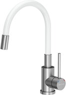 MUSA Maggie Basin/Sink Mixer Tap, Standing with White Flexible Spout, Satin 831011 - Tap