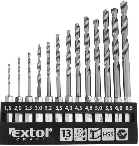 EXTOL fémfúró-szárak, 13db-os készlet