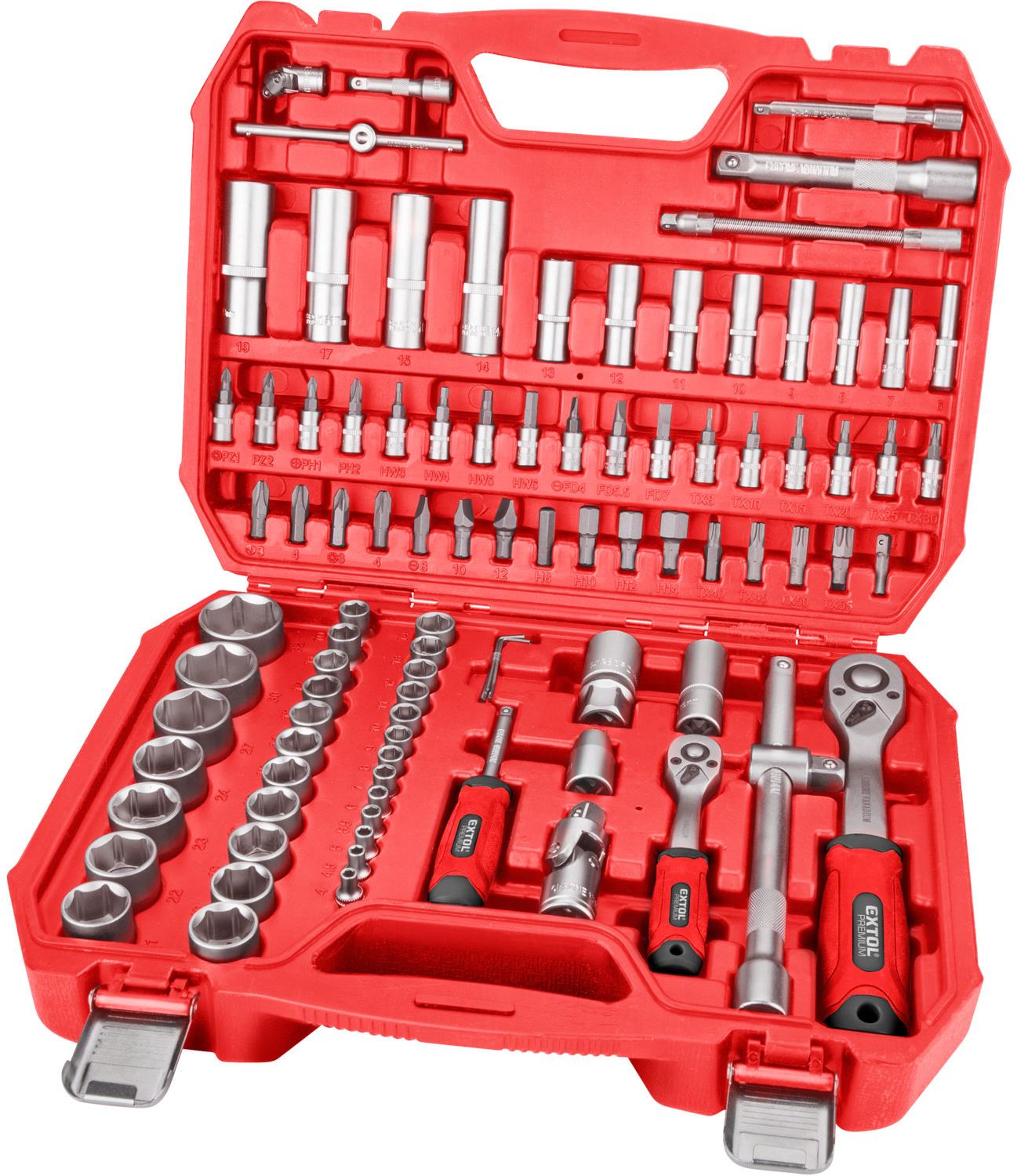 EXTOL PREMIUM 8818337 fejkészlet 1/4", 1/2", CrV/S2