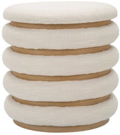 Mauro Ferretti Decorative round pouf DAMASCO, diameter 40 cm, beige - Ottoman