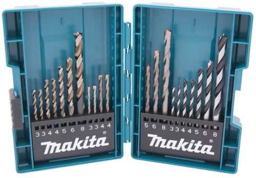 MAKITA Metal/wood/masonry drill set with cylindrical shank 21 pcs in plastic box B-44884 - Drill Set - Main image