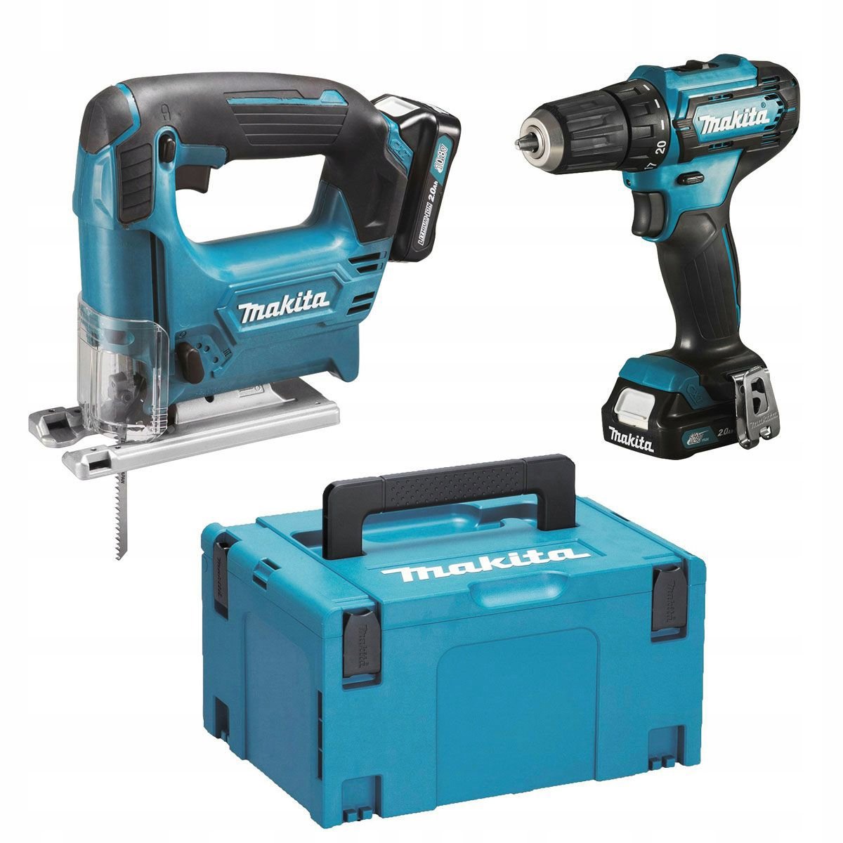 Makita CLX237SAJ Makpac Combi Fúró-csavarozó és szúrófűrész szett, 2×2 Ah