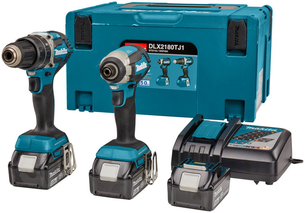 MAKITA AKU szerszámkészlet szett, DHP484 + DTD153 Li-ion LXT 18V/5,0Ah, DLX2180TJ1 (3 × 5 Ah)