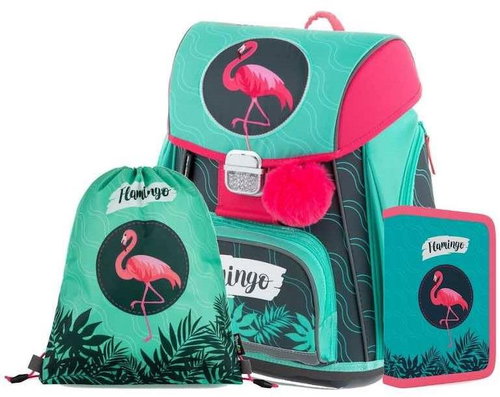 3-piece Oxybag PREMIUM Flamingo - School Set - Main image