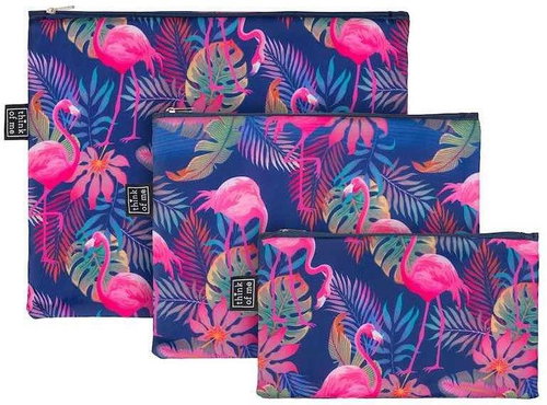 Set of 3 Baagl Flamingos bags - Make-up Bag - Main image