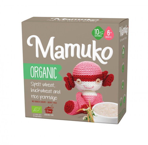 Mamuko Organic baby porridge brown buckwheat, spelt, rice 200 g - Dairy-Free Porridge - Main image