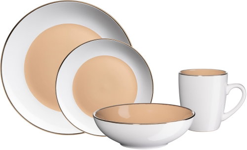 MÄSER chimney set 16d METALLIC RIM CREME WHITE/WOODEN LIGHT - Dish Set - Main image