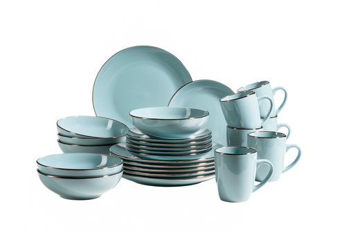 MÄSER combination set 24 d. METALLIC RIM BLUE - Dish Set - Main image