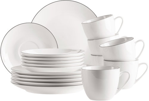 Mäser Coffee set 225 ml 18 pcs, white with black rim FELISE - Dish Set - Main image